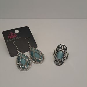 Two piece paparazzi earrings and ring set. NWT
